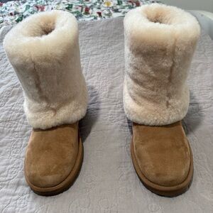 UGG Cream and Tan Shearling Winter Boots